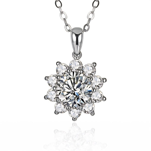 prata esterlina 925, joias de luxo, semi joias de luxo, colar em prata 925, Colar Feminino com Pingente de Moissanite 2ct em Prata - Pacjni