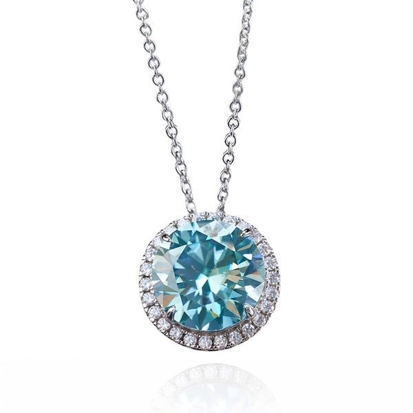 prata-esterlina, moissanite, joias-de-luxo, colar feminino delicado, Colar Feminino de Moissanite 5CT Aurora