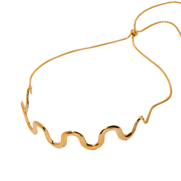 gargantilhas rommanel, gargantilhas femininas, colar feminino, colar banhado a ouro feminino, Gargantilha Feminina de Aço Inoxidável Banhado a Ouro Glam