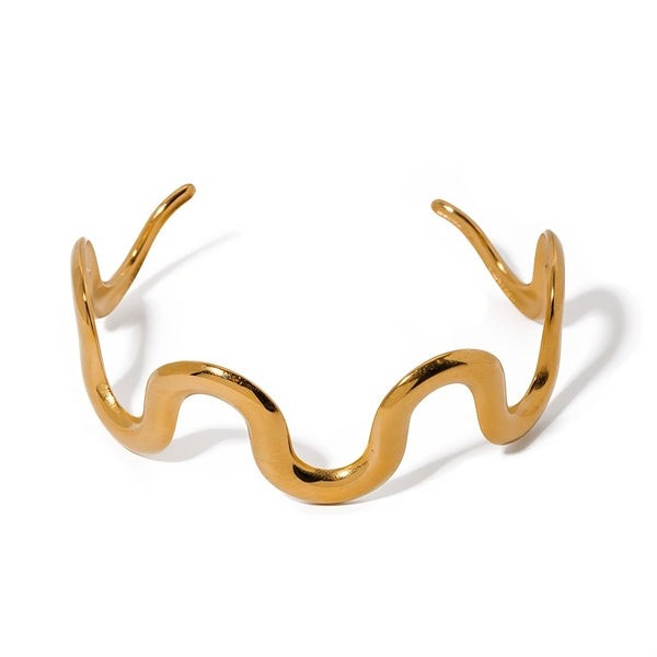 pulseira banhado a ouro feminina, pulseira banhado a ouro 18k, pulseira banhado a ouro, kit colar e pulseira banhado a ouro, Pulseira Feminina de Aço Inoxidável Banhado a Ouro Glam
