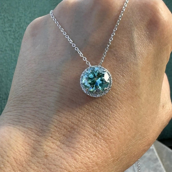 prata-esterlina, moissanite, joias-de-luxo, colar feminino delicado, Colar Feminino de Moissanite 5CT Aurora