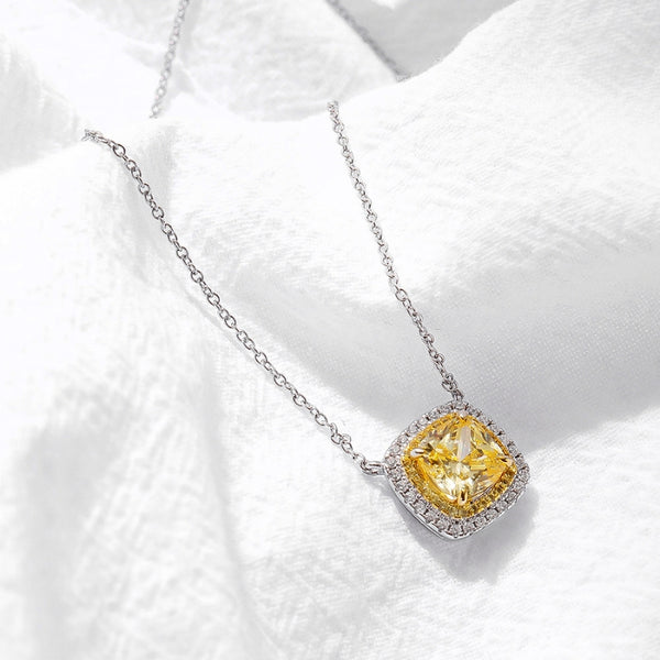 zircônia-amarela, prata-925, joias-de-luxo, colar feminino comprido, Colar Feminino de Prata 925 com Zircônia Amarela Solare