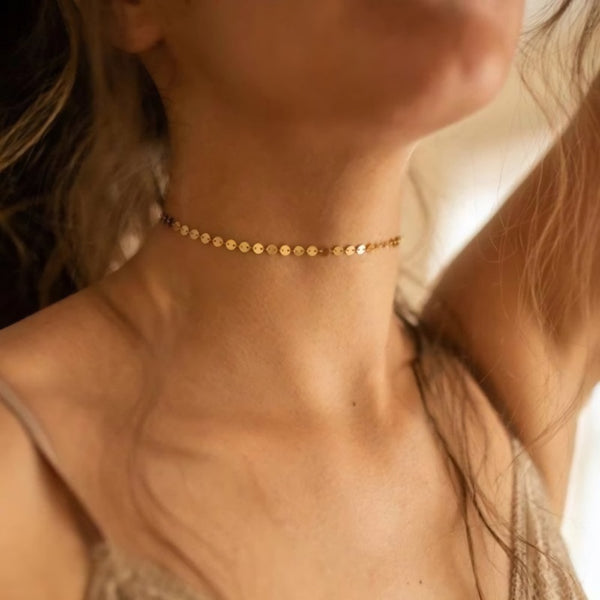 gargantilhas rommanel, gargantilhas femininas, aço inoxidavel, gargantilhas, Gargantilha Feminina de Aço Inoxidável Dourado Éclat