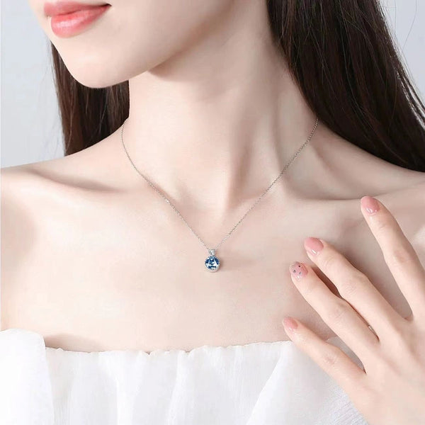 zircônia-azul, prata 925, joias-de-luxo, colar em prata 925, Colar Feminino de Prata 925 com Zircônia Azul Celestial