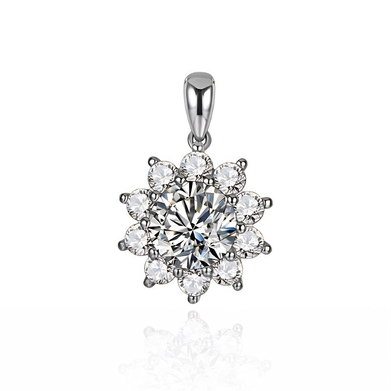 prata esterlina 925, joias de luxo, semi joias de luxo, colar em prata 925, Colar Feminino com Pingente de Moissanite 2ct em Prata - Pacjni